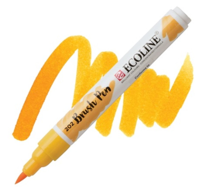 Ручка-кисть акварельная Ecoline Brush pen, №202 желтый темный