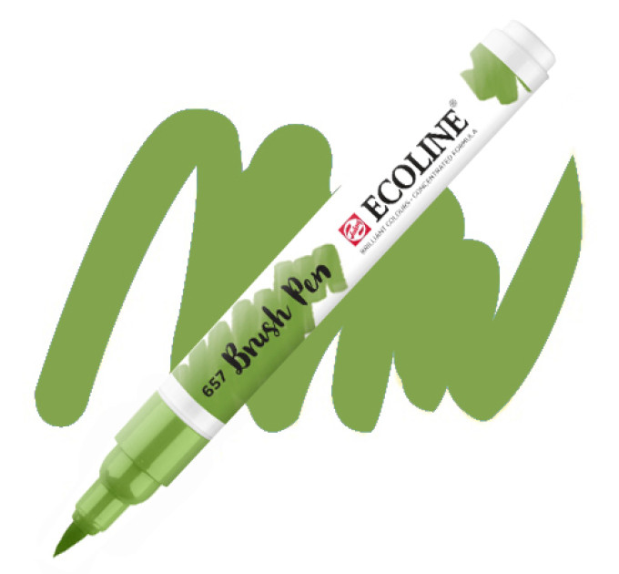 Ручка-кисть акварельная Ecoline Brush pen, № 657 Зеленая бронзовая