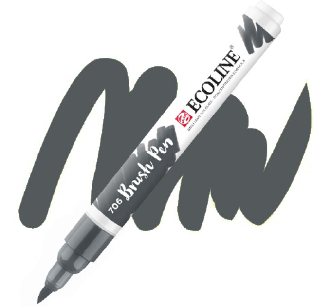 Ручка-кисть акварельная Ecoline Brush pen, № 706 Серый темный