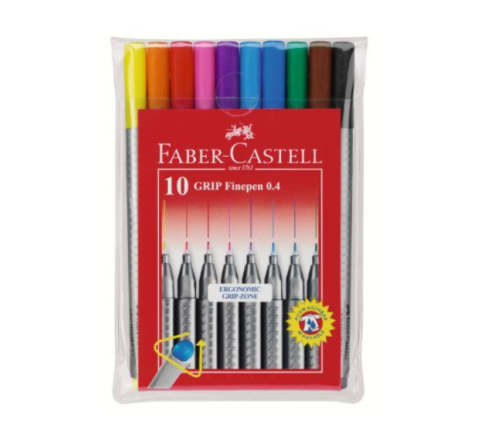 Линер Faber-Castell набор 10 цв Grip fine pen 0,4 мм - 151610