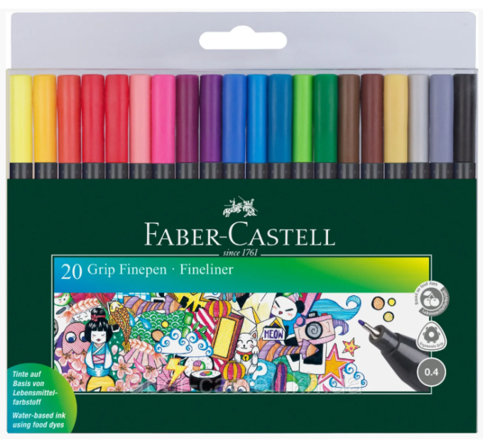 Линер Faber-Castell набор 20 цв Grip fine pen 0,4 мм 151620