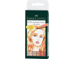 Капиллярная ручка-кисточка Набор PITT Faber-Castell artist pen B 6 цветов Телесные оттенки - 167162