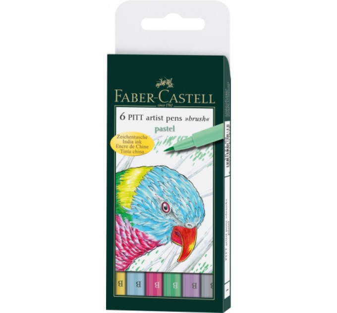 Капиллярная ручка-кисточка Набор PITT Faber-Castell artist pen B 6 цветов Пастель - 167163