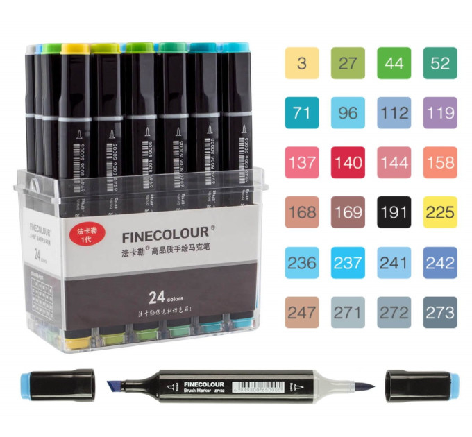 Набір маркерів Finecolour Brush 24 кольори EF102-TB24
