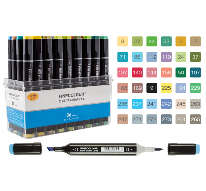 Набір маркерів Finecolour Brush 36 кольорів EF102-TB36