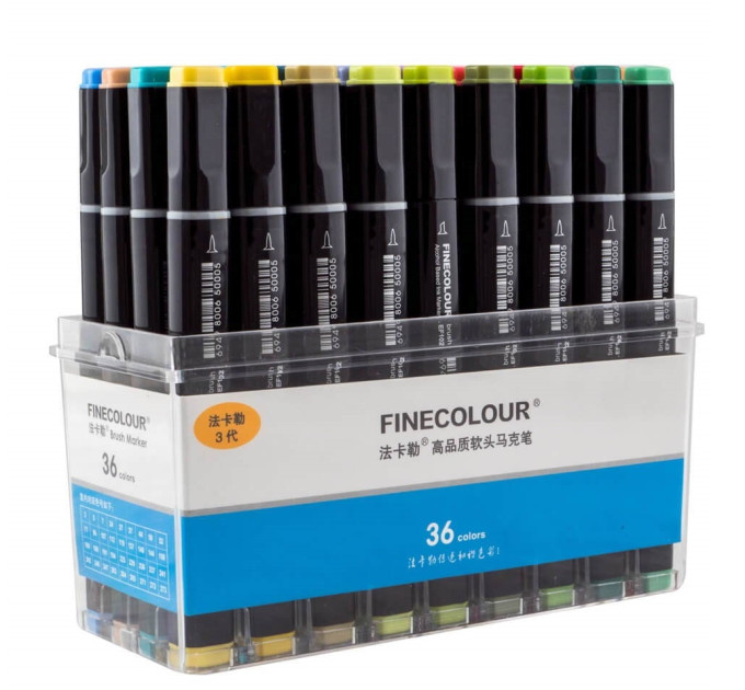 Набір маркерів Finecolour Brush 36 кольорів EF102-TB36