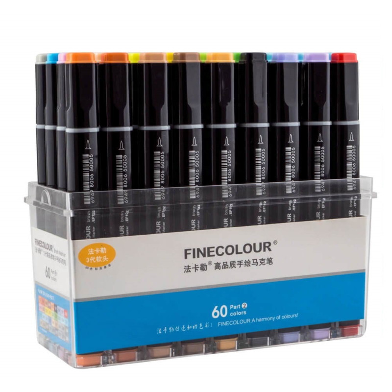 Набор маркеров Finecolour Brush 60 цветов EF102-TB60-foto2