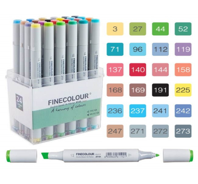Набір маркерів Finecolour Junior 24 кольори EF101-TB24