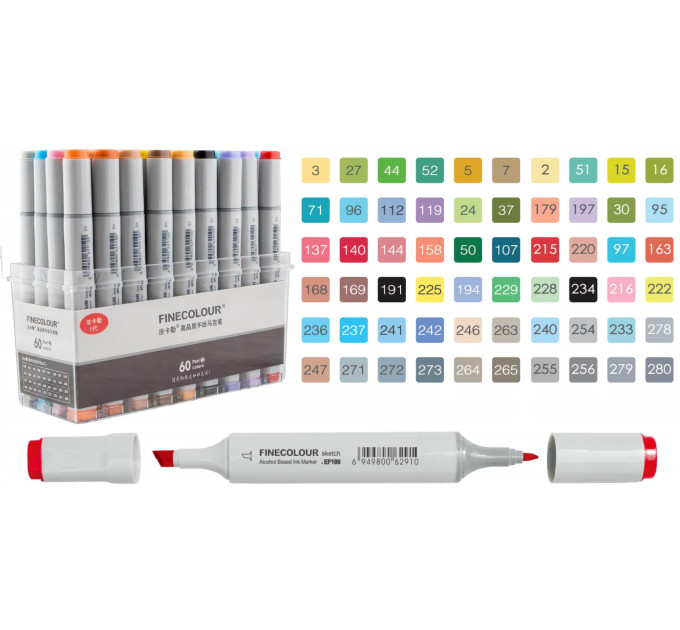 Набір маркерів Finecolour Sketchmarker 60 кольорів EF100-TB60