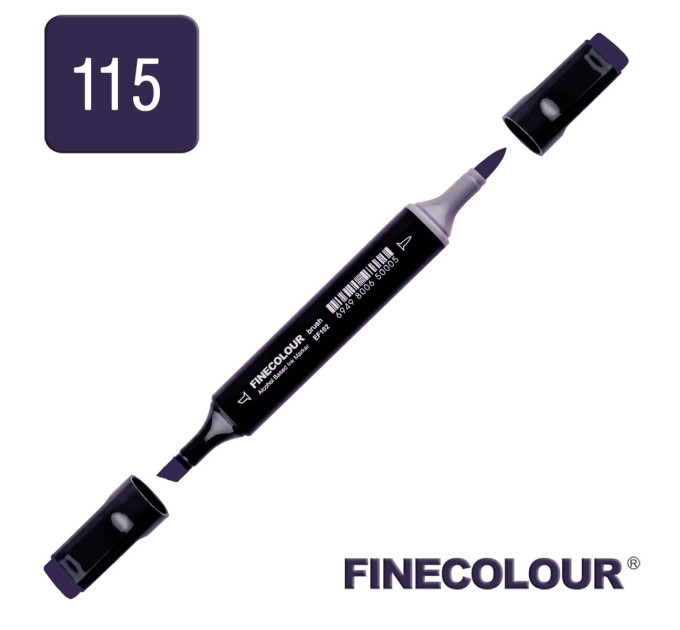 Маркер спиртовой Finecolour Brush 115 пигментированный фиолетовый B115