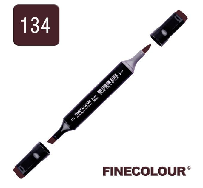 Маркер спиртовой Finecolour Brush 134 темно фиолетовый E134