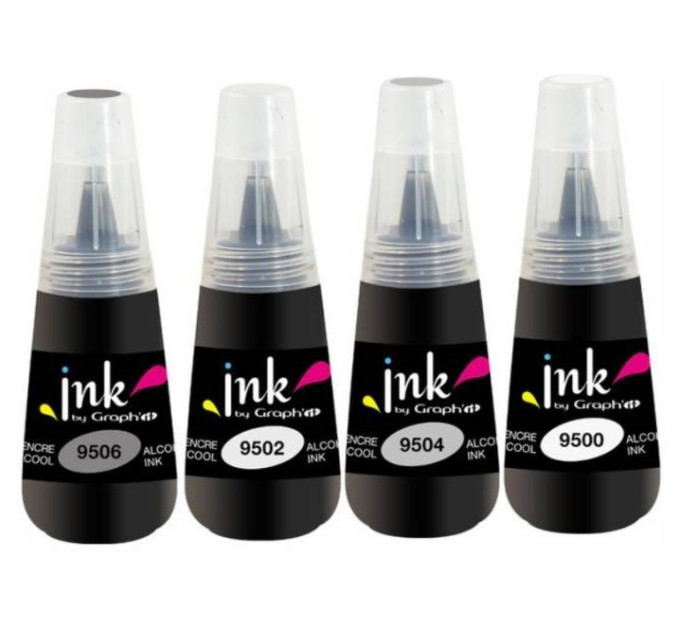 Набір спиртових чорнил для заправки маркерів, Neutral grey colours, 25мл, 4 шт, Graphit - GE00403