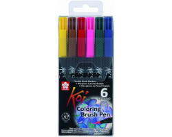 Набор маркеров Koi Coloring Brush Pen, 6 шт Sakura