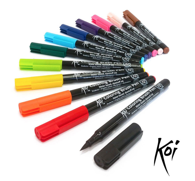 Набор маркеров Koi Coloring Brush Pen, 12 шт Sakura