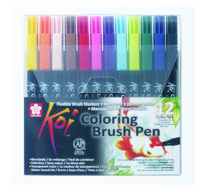 Набор маркеров Koi Coloring Brush Pen, 12 шт Sakura