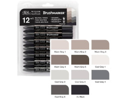 Набор маркеров Winsor & Newton, BrushMarker 12 шт. СЕРЫЕ ОТТЕНКИ