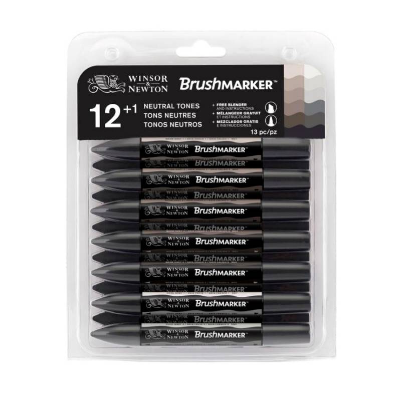Набор маркеров Winsor Newton, BrushMarker 12 шт. СЕРЫЕ ОТТЕНКИ-foto3