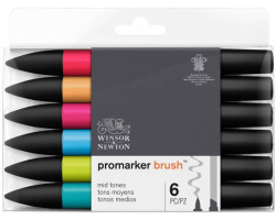 Набор маркеров Winsor Newton, BrushMarker 6 шт. СРЕДНИЕ ТОНА-foto2