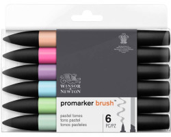 Набор маркеров Winsor Newton, BrushMarker 6 шт. ПАСТЕЛЬНЫЙ-foto3