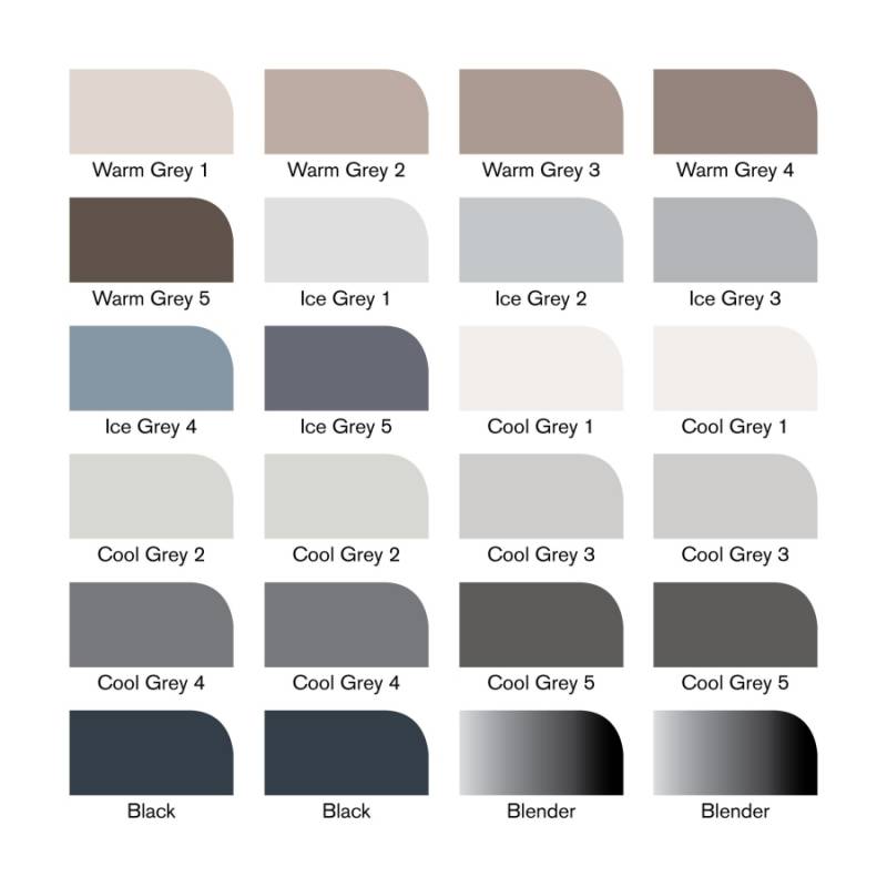 Набор двухсторонних маркеров Promarker Black and Greys 24 шт в пенале W N-foto2