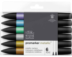 Набір маркерів Winsor Newton, ProMarker 6 шт METALLIC-foto3