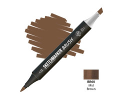 Маркер двусторонний SketchMarker Brush Средний коричневый, SMB-BR60
