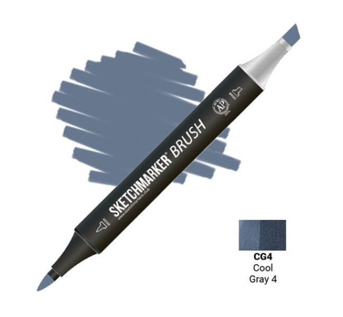 Маркер двусторонний SketchMarker Brush Прохладный серый 4, SMB-CG4