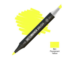 Маркер двусторонний SketchMarker Brush Флуоресцентный желтый, SMB-FL1