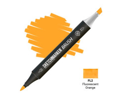 Маркер двусторонний SketchMarker Brush Флуоресцентный оранжевый, SMB-FL2