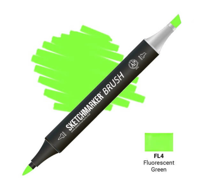 Маркер SketchMarker Brush кисть Флуоресцентний зелений SMB-FL4