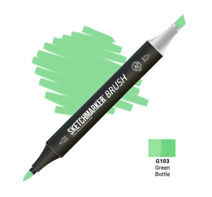 Маркер SketchMarker Brush кисть Зелена пляшка SMB-G103