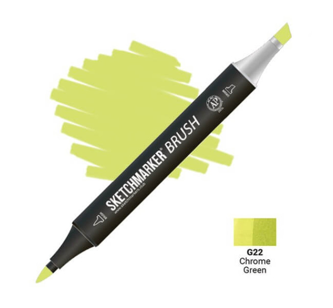 Маркер SketchMarker Brush кисть Зелений хром SMB-G22