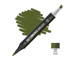 Маркер двусторонний SketchMarker Brush Оливковый зеленый, SMB-G30