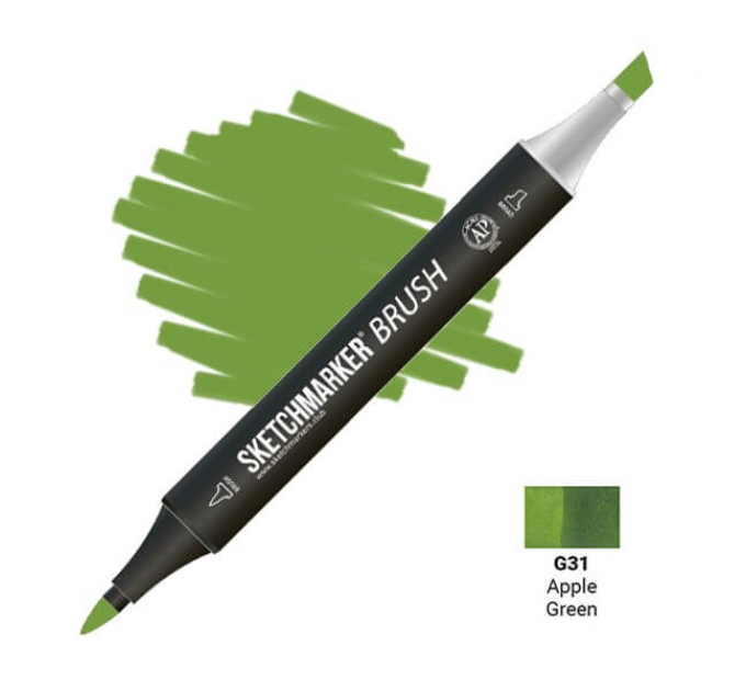 Маркер двусторонний SketchMarker Brush Зеленое яблоко, SMB-G31