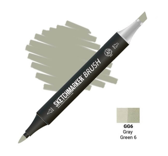 Маркер SketchMarker Brush кисть Сіро-зелений 6 SMB-GG6
