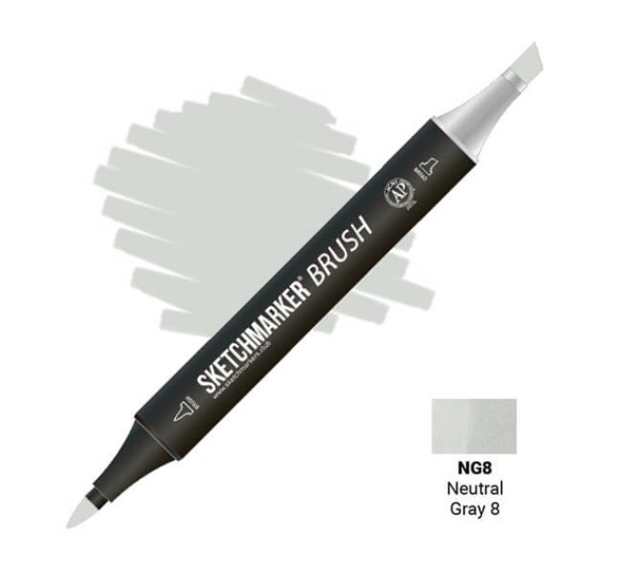 Маркер SketchMarker Brush кисть Нейтральний сірий 8 SMB-NG8