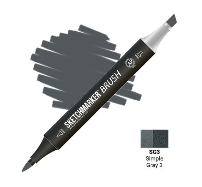 Маркер SketchMarker Brush кисть Простий сірий 3 SMB-SG3