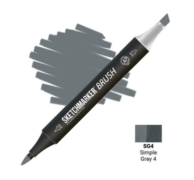 Маркер SketchMarker Brush кисть Простий сірий 4 SMB-SG4