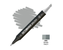 Маркер SketchMarker Brush кисть Простий сірий 6 SMB-SG6