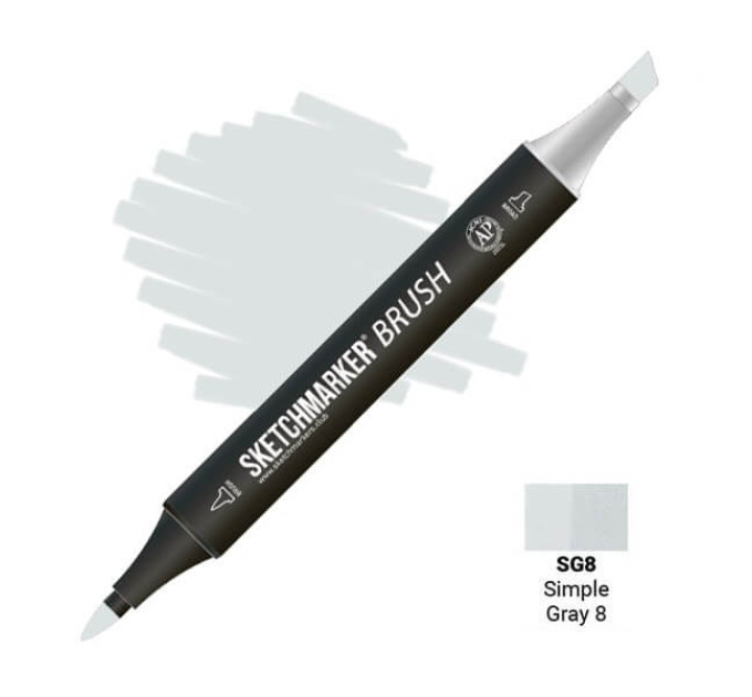Маркер SketchMarker Brush кисть Простий сірий 8 SMB-SG8