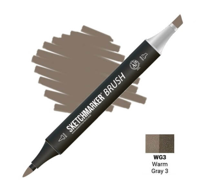 Маркер SketchMarker Brush кисть Теплий сірий 3 SMB-WG3