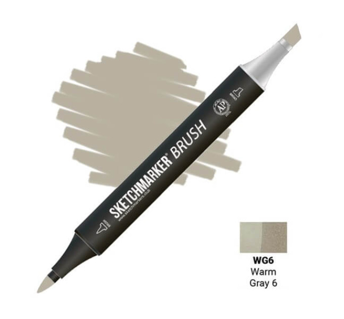 Маркер SketchMarker Brush кисть Теплий сірий 6 SMB-WG6