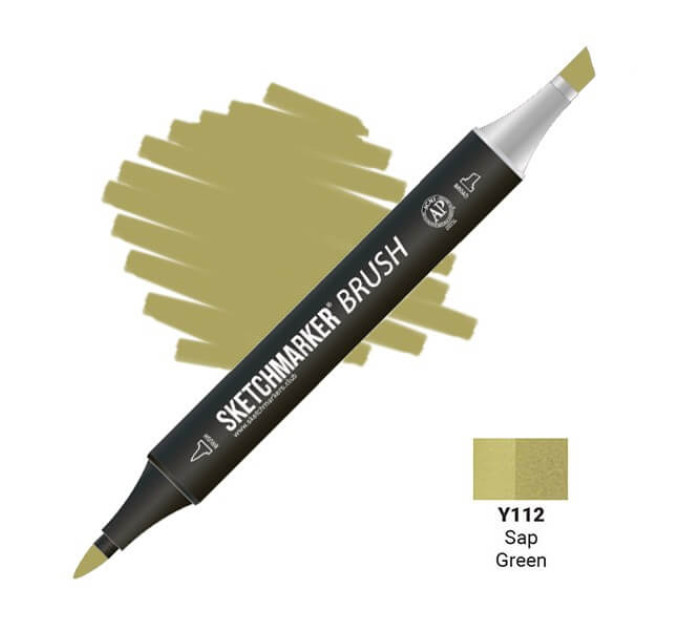 Маркер SketchMarker Brush кисть Зелена фарба з крушини SMB-Y112