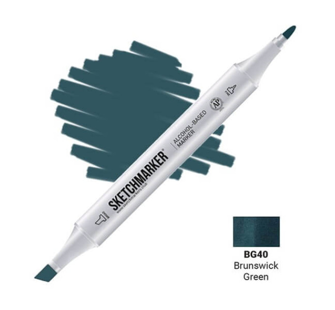 Маркер двусторонний SketchMarker Брауншвейгский зеленый, SM-BG040