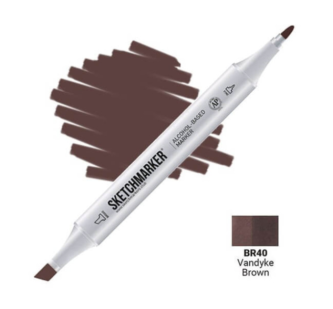 Маркер двусторонний SketchMarker Вандайк коричневый, SM-BR040