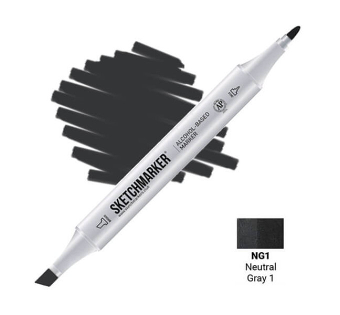 Маркер двусторонний SketchMarker Нейтральный серый 1, SM-NG01