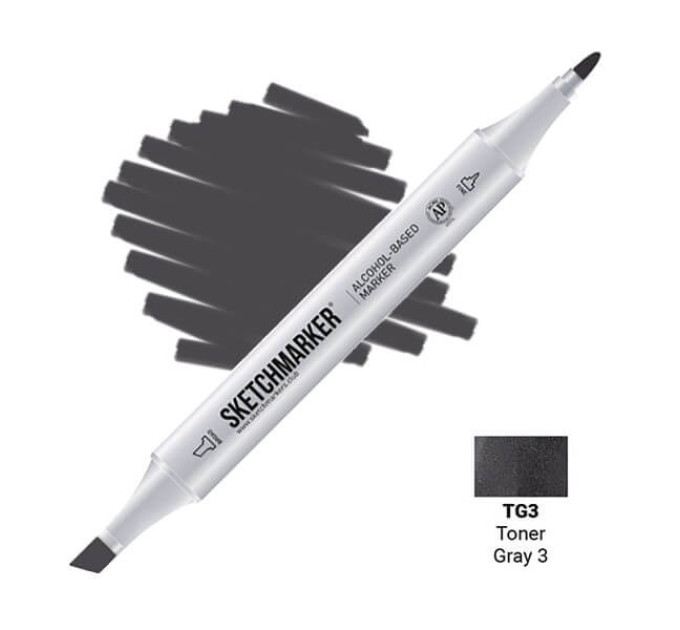 Маркер двусторонний SketchMarker Тонированный серый 3, SM-TG03