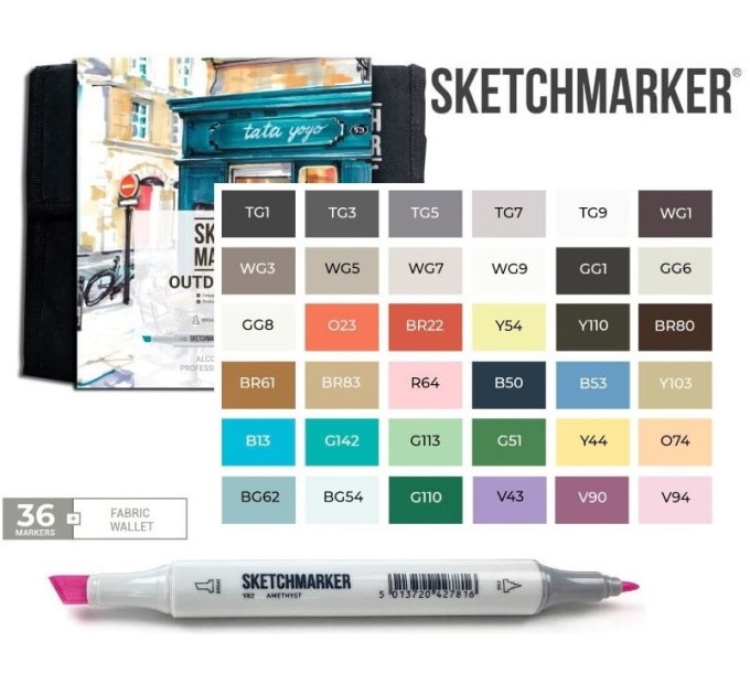 Маркеры для скетчинга SketchMarker набор 36 шт Outdoor, Пленэр SM-36OUTD