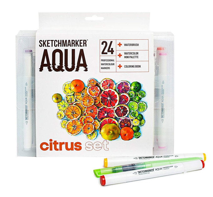 Акварельные маркеры набор SketchMarker Aqua Pro Citrus, 24 цвет, SMA-24CITR
