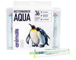 Акварельні маркери набір SketchMarker Aqua Pro Animals, 36 цвет, SMA-36ANIM